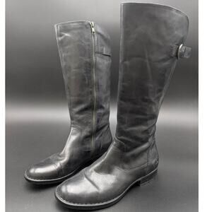 Born Riding Boots Womens 8.5 M Leather Tall Zip Buckle Knee High Boots Lottie